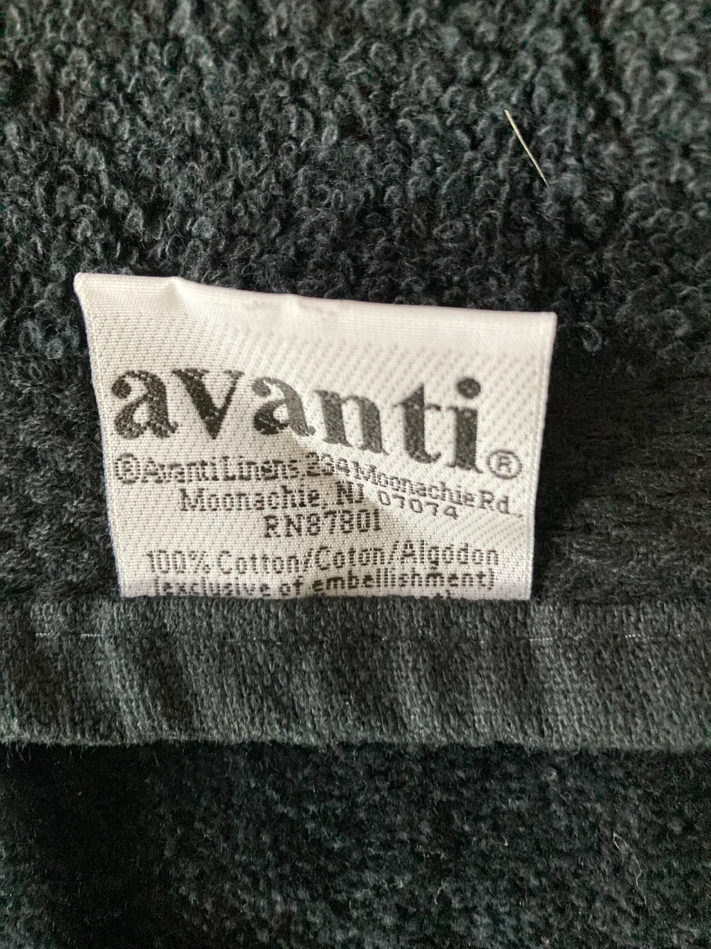 Vintage Avanti Black 100% Cotton Bath Finger & Hand Towels Black 6 Pieces